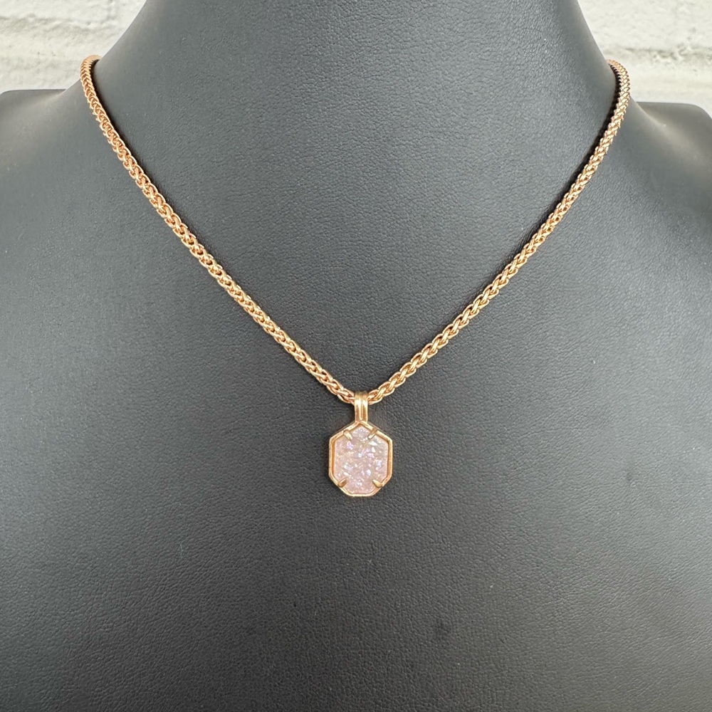 Kendra Scott Oliver Rose Gold & Iridescent Drusy Necklace
